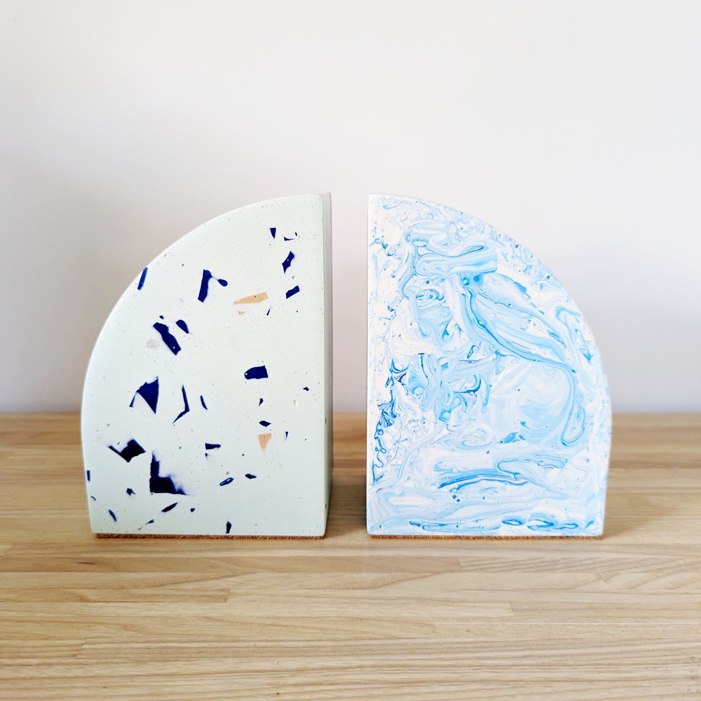 Light Blue Terrazzo Curve Bookend (Set of 2)