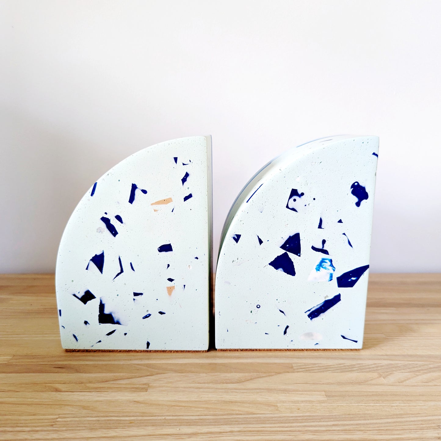 Light Blue Terrazzo Curve Bookend (Set of 2)