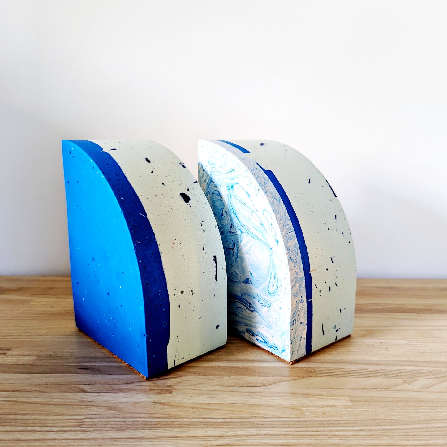 Light Blue Terrazzo Curve Bookend (Set of 2)