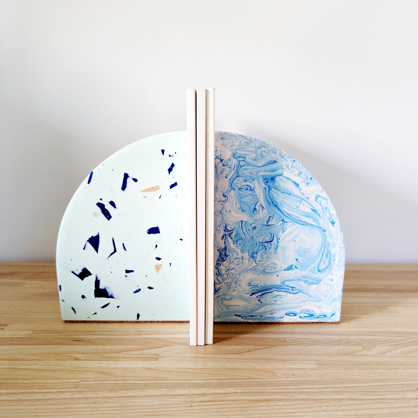 Light Blue Terrazzo Curve Bookend (Set of 2)