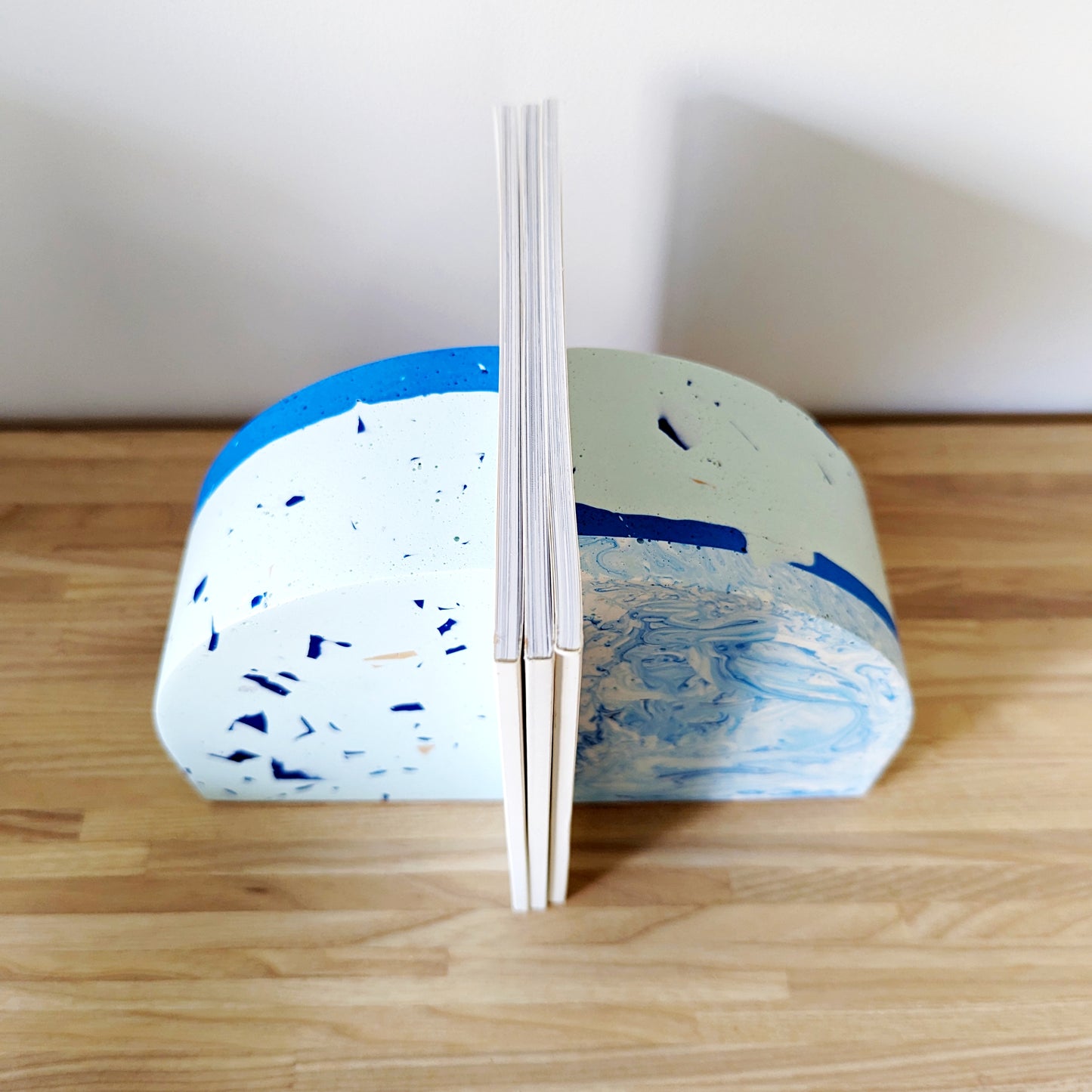 Light Blue Terrazzo Curve Bookend (Set of 2)