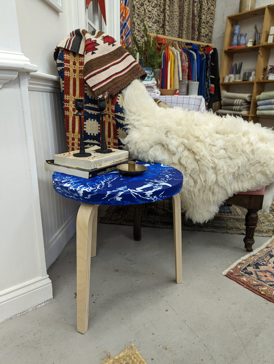Blue Marbled Side Table *Local Pick-up Only*
