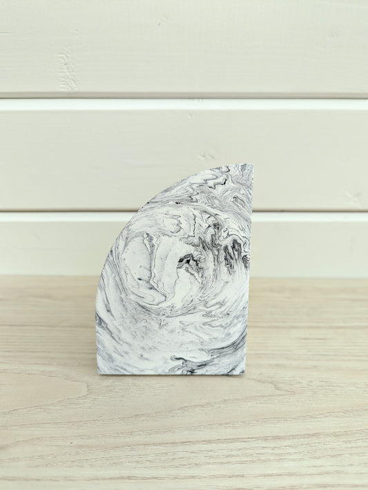 White Marbled Curve Bookend