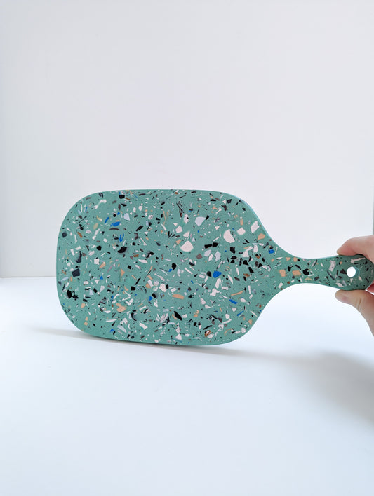 Sea-Green Terrazzo Handled Tray