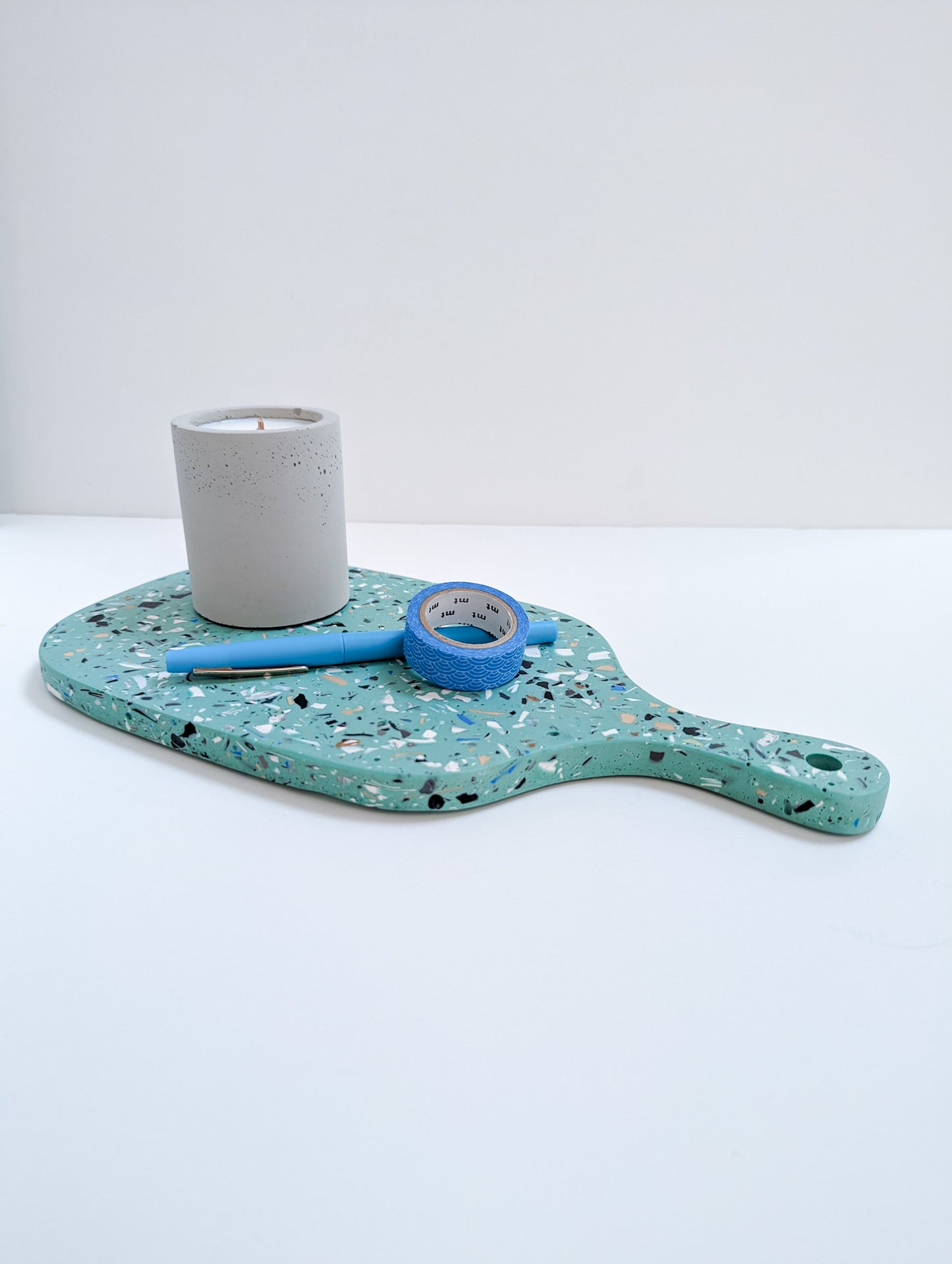 Sea-Green Marbled Handled Tray