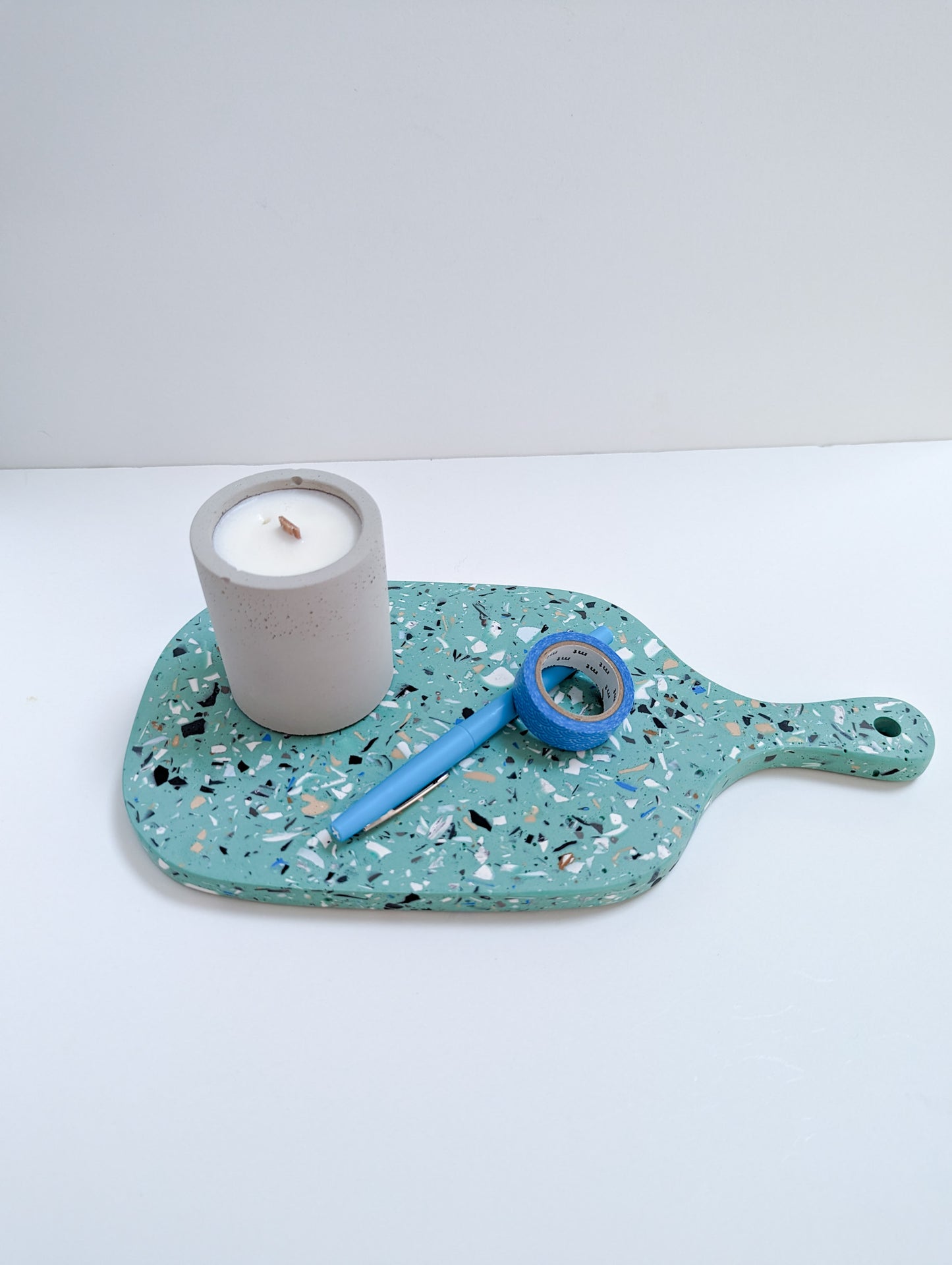 Sea-Green Marbled Handled Tray