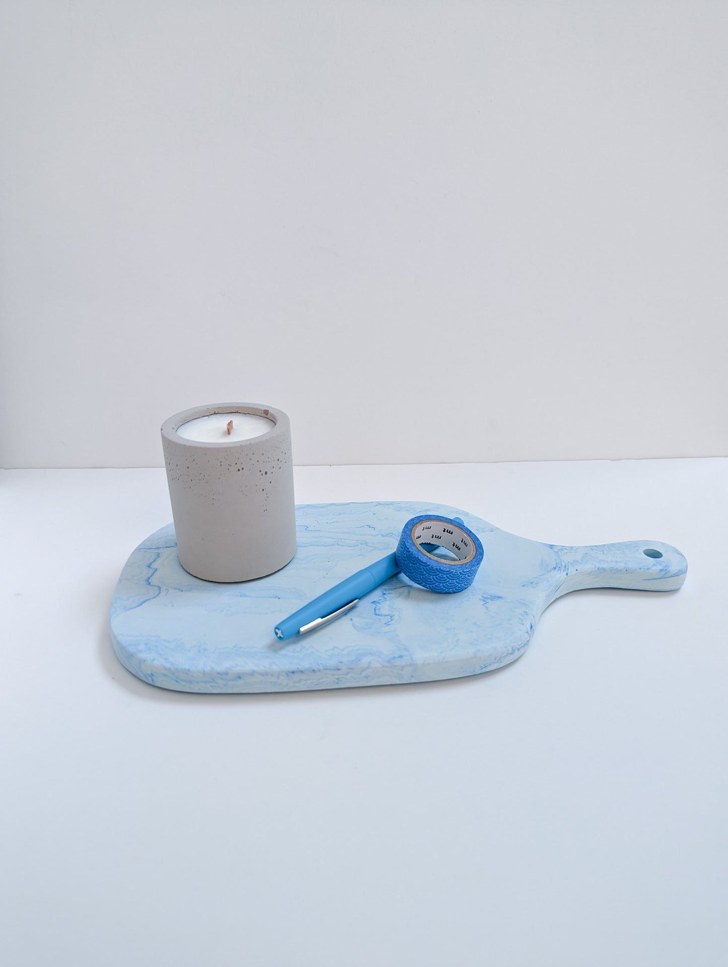 Blue Marbled Handled Tray