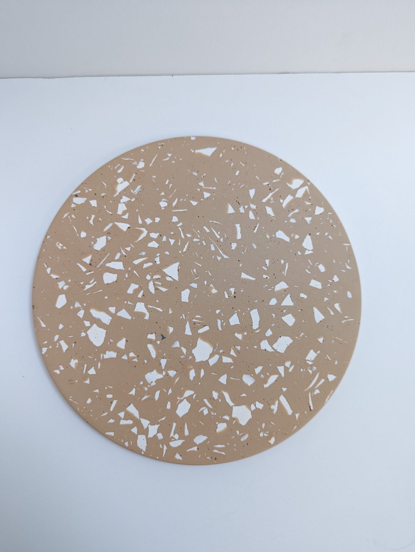 Tan & White Terrazzo Round Tray