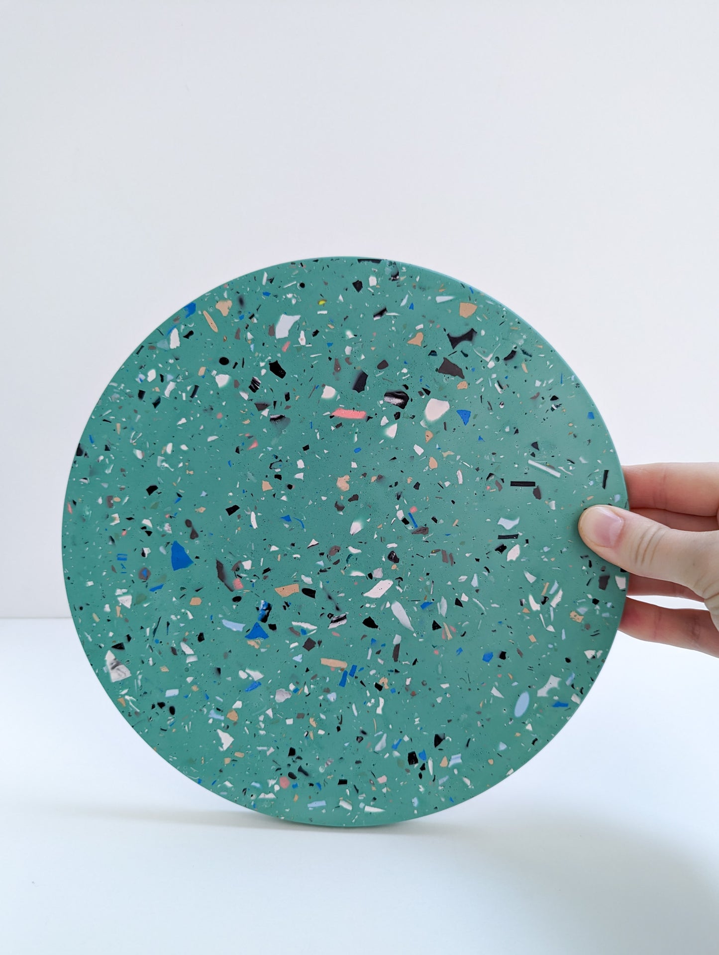 Sea-Green Terrazzo Round Tray