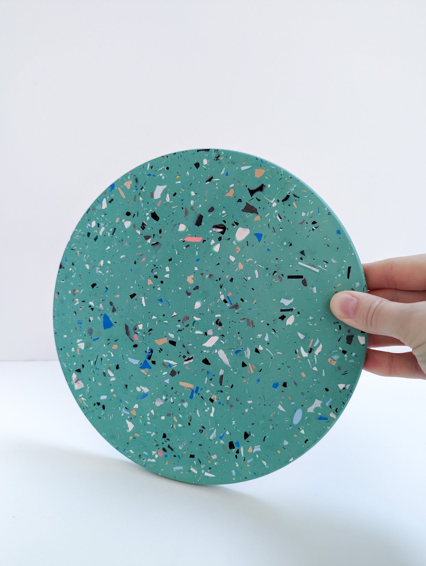 Sea-Green Terrazzo Round Tray