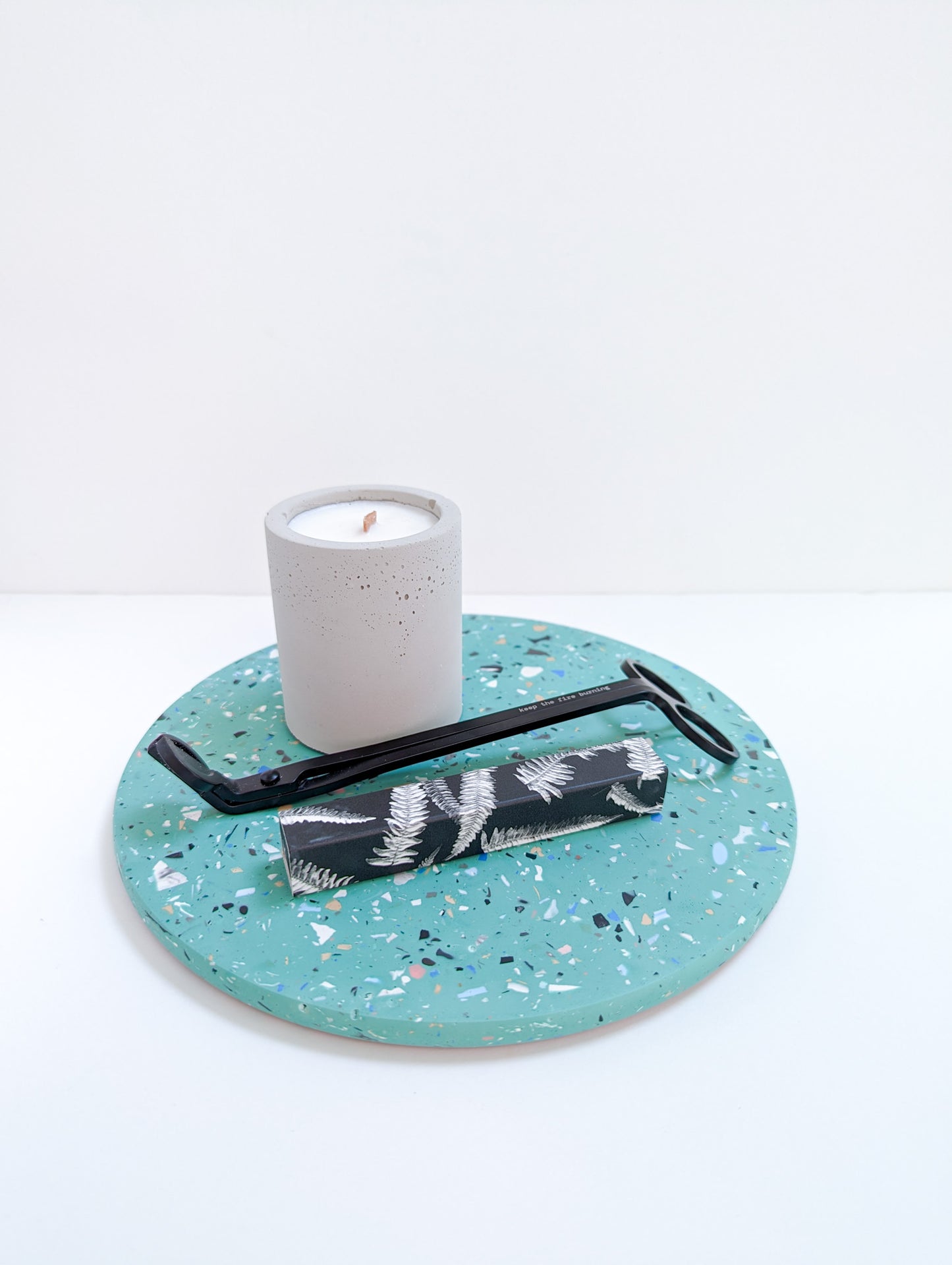 Sea-Green Terrazzo Round Tray