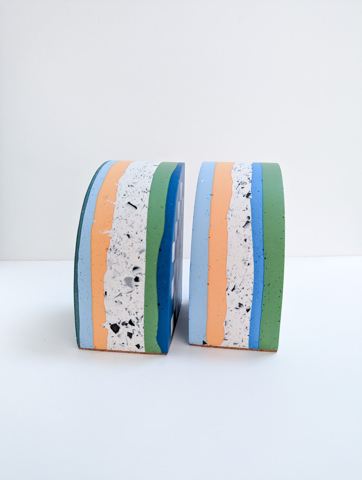 Checkered Terrazzo Curve Bookend