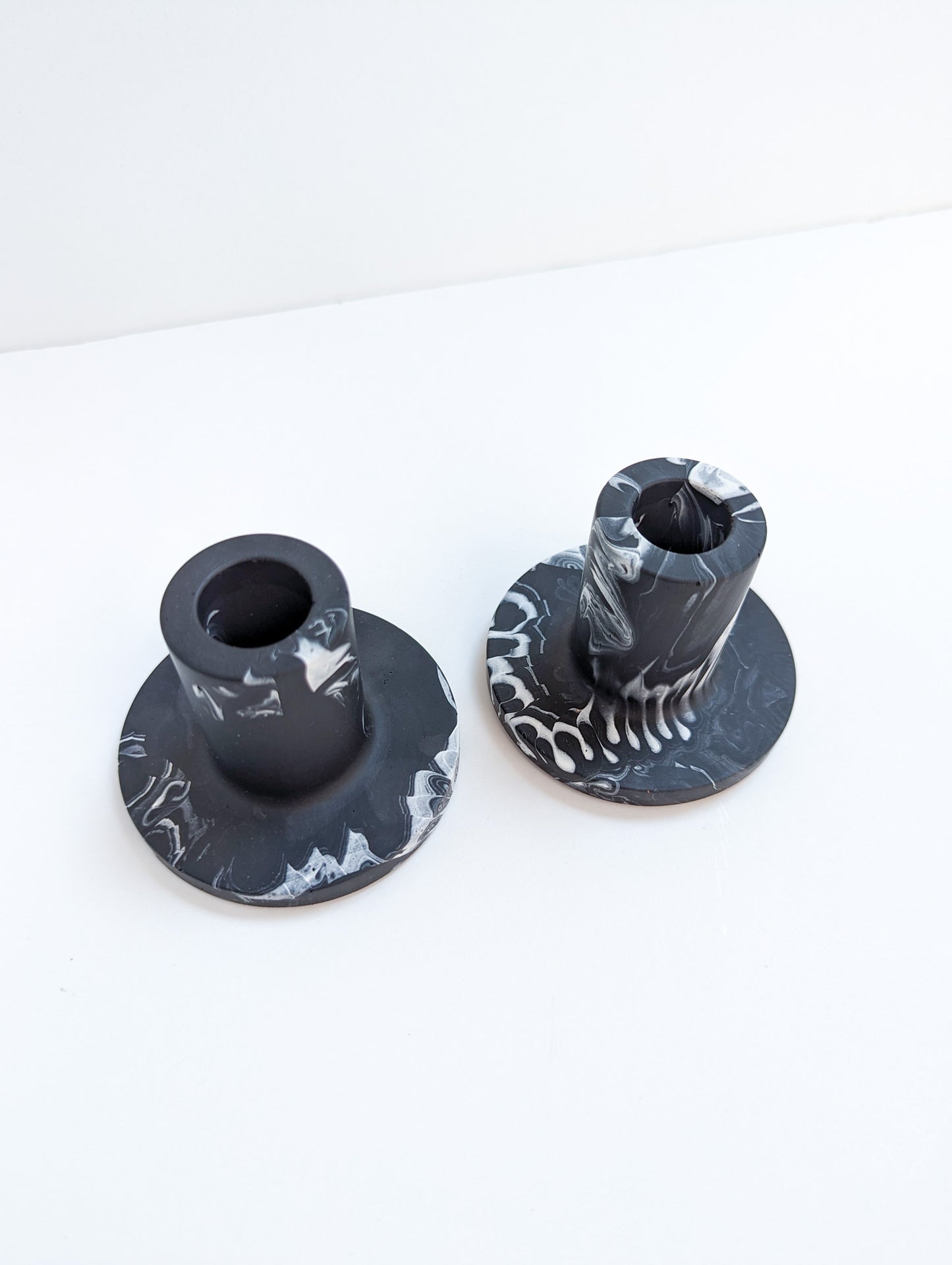 Black Marbled Taper Holder