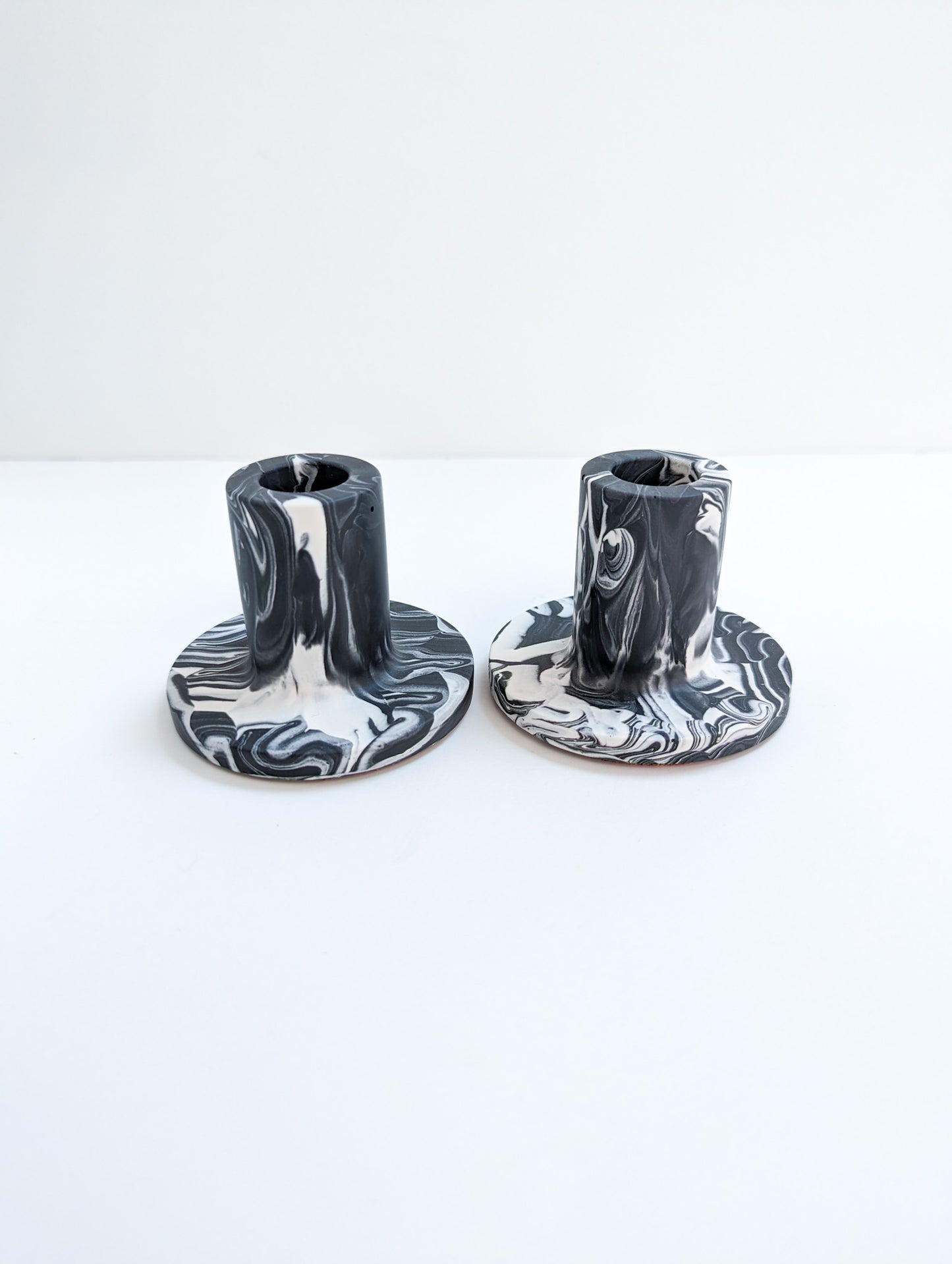 Black Marbled Taper Holder