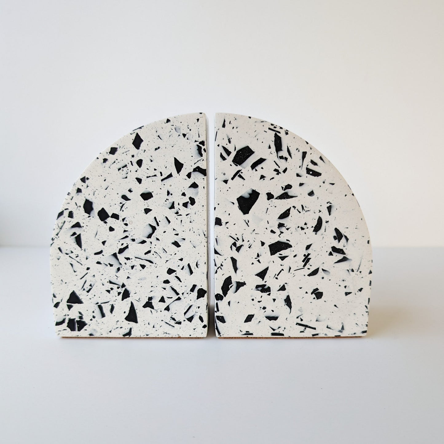Black & White Terrazzo Curve Bookends