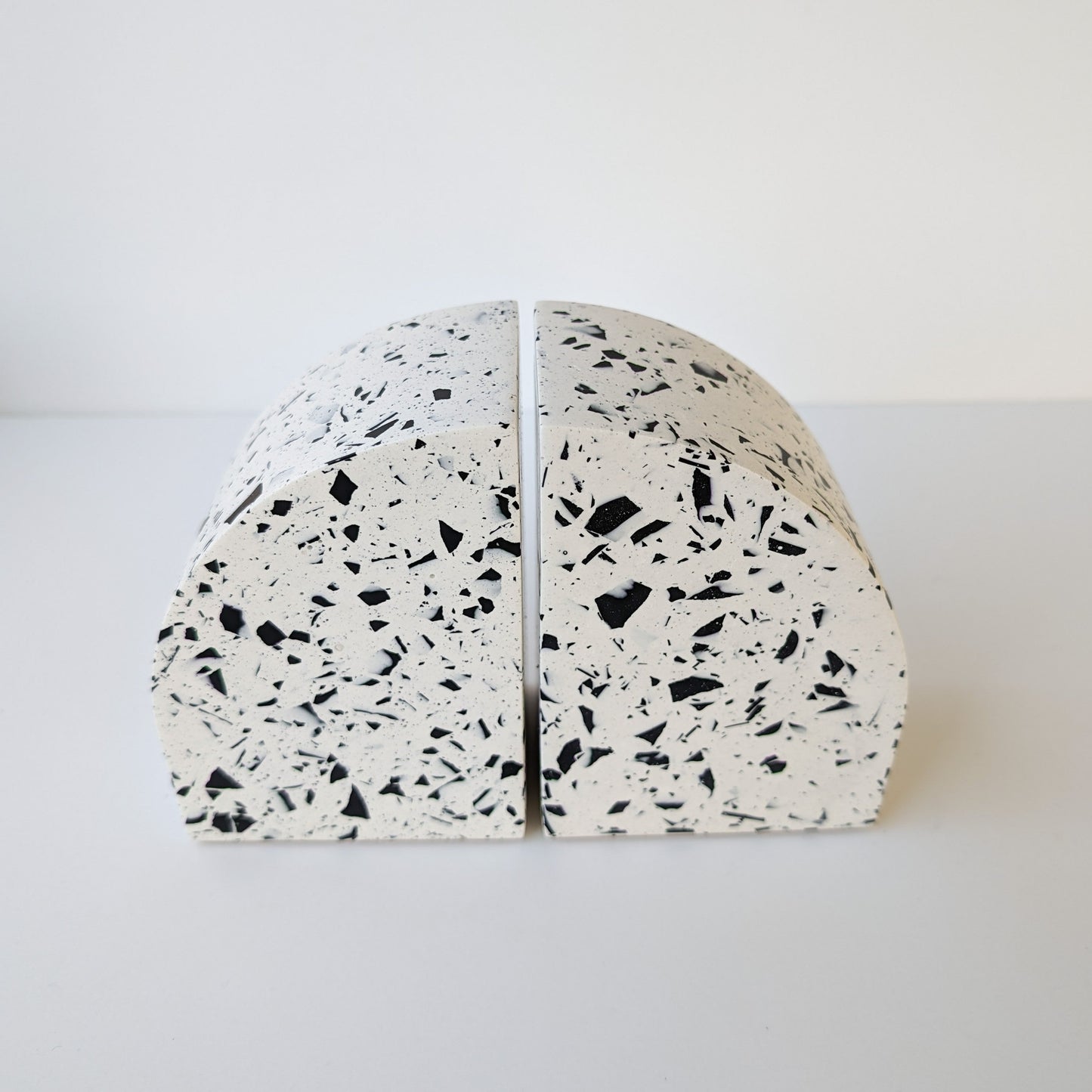 Black & White Terrazzo Curve Bookends