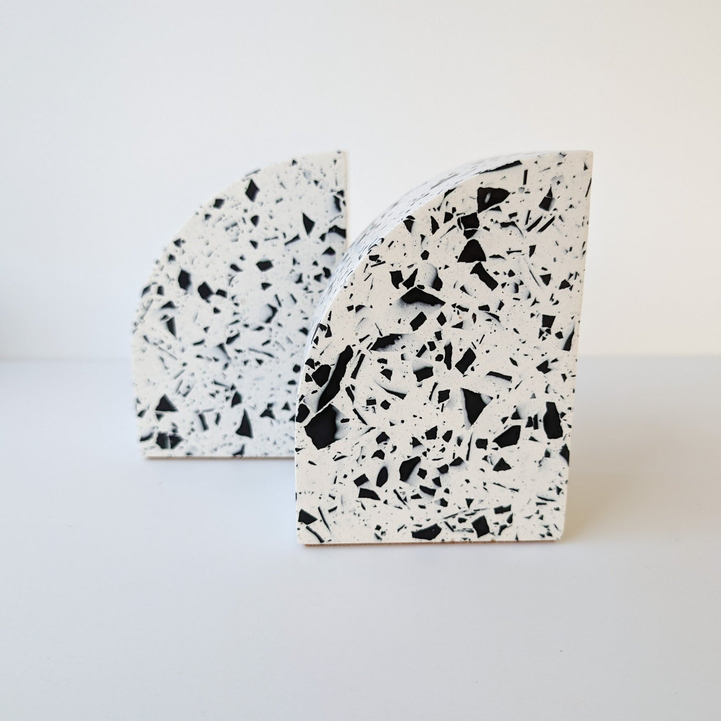 Black & White Terrazzo Curve Bookends