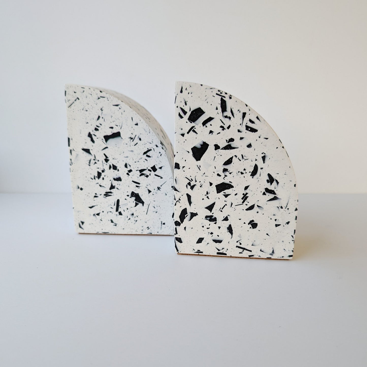 Black & White Terrazzo Curve Bookends