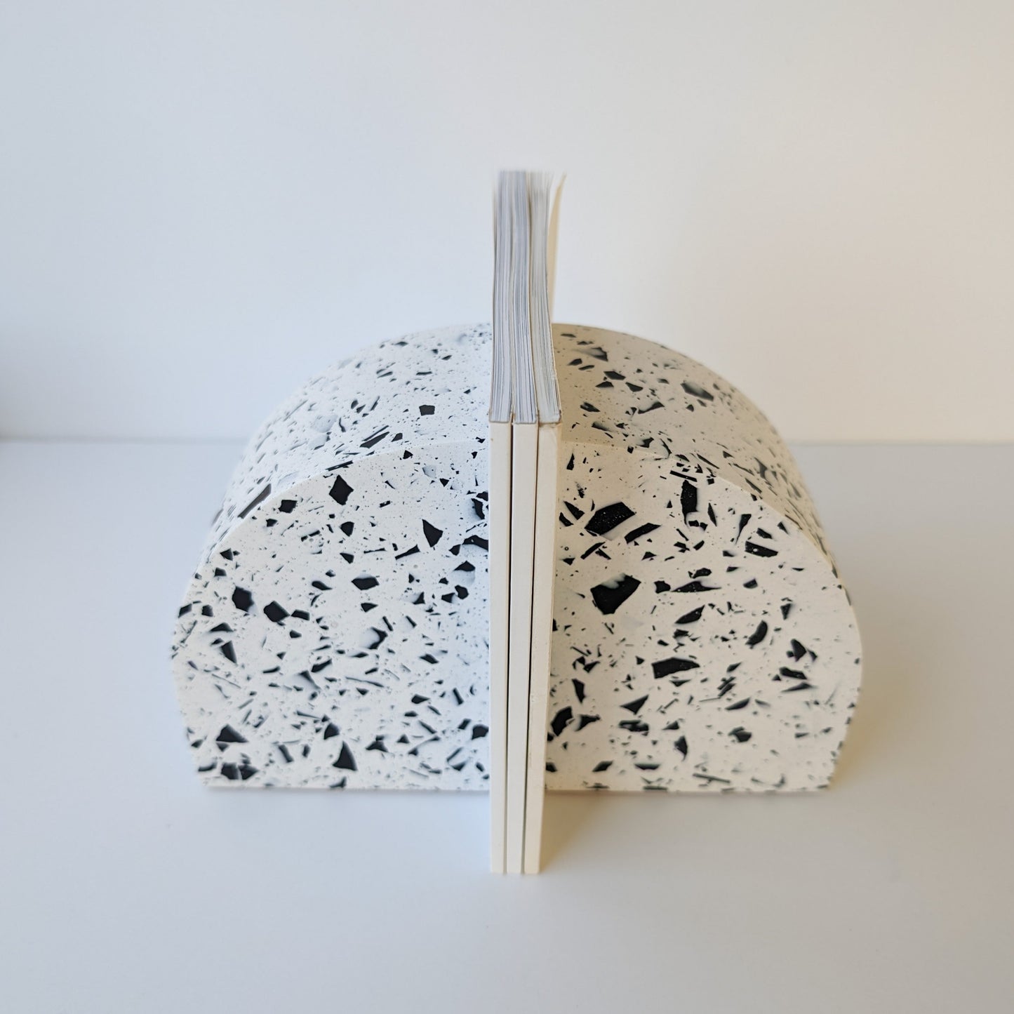 Black & White Terrazzo Curve Bookends
