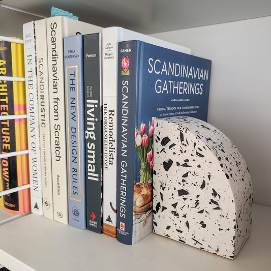 Black & White Terrazzo Curve Bookends