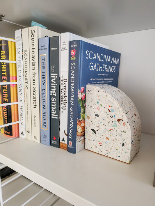 No-Waste Terrazzo Curve Bookends