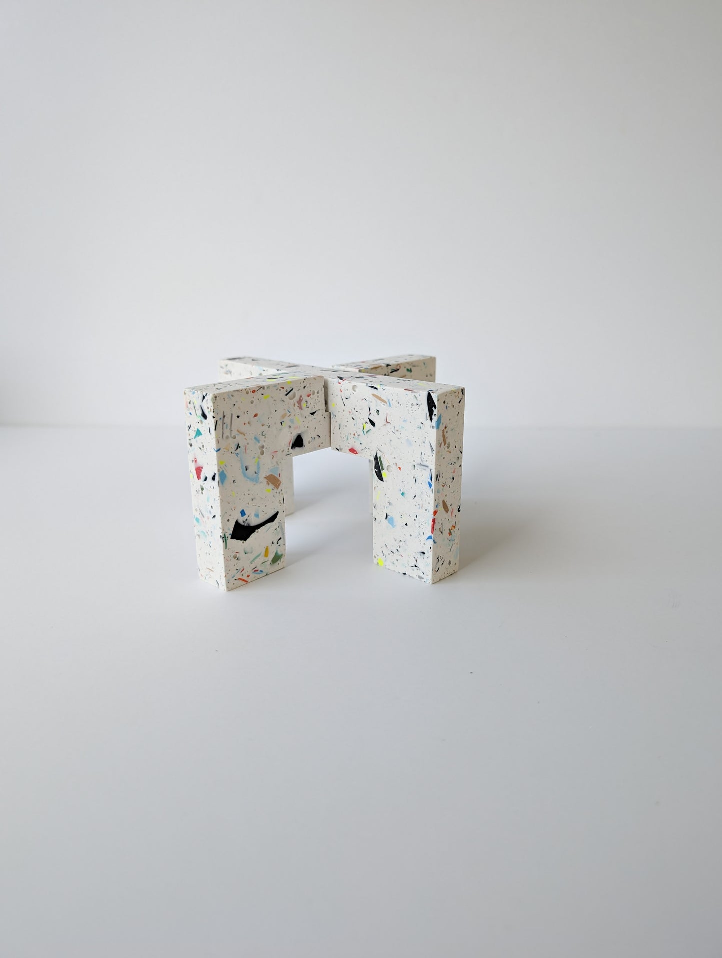 Multicolored Terrazzo Interlocking Plant Pedestal