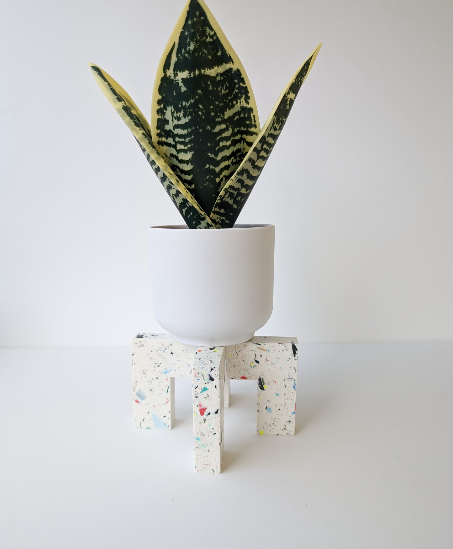 Multicolored Terrazzo Interlocking Plant Pedestal