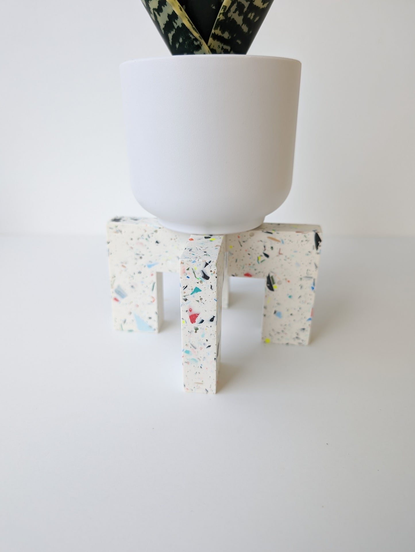 Multicolored Terrazzo Interlocking Plant Pedestal