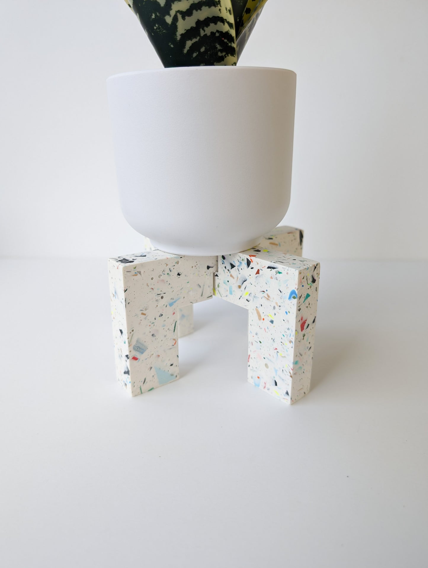 Multicolored Terrazzo Interlocking Plant Pedestal