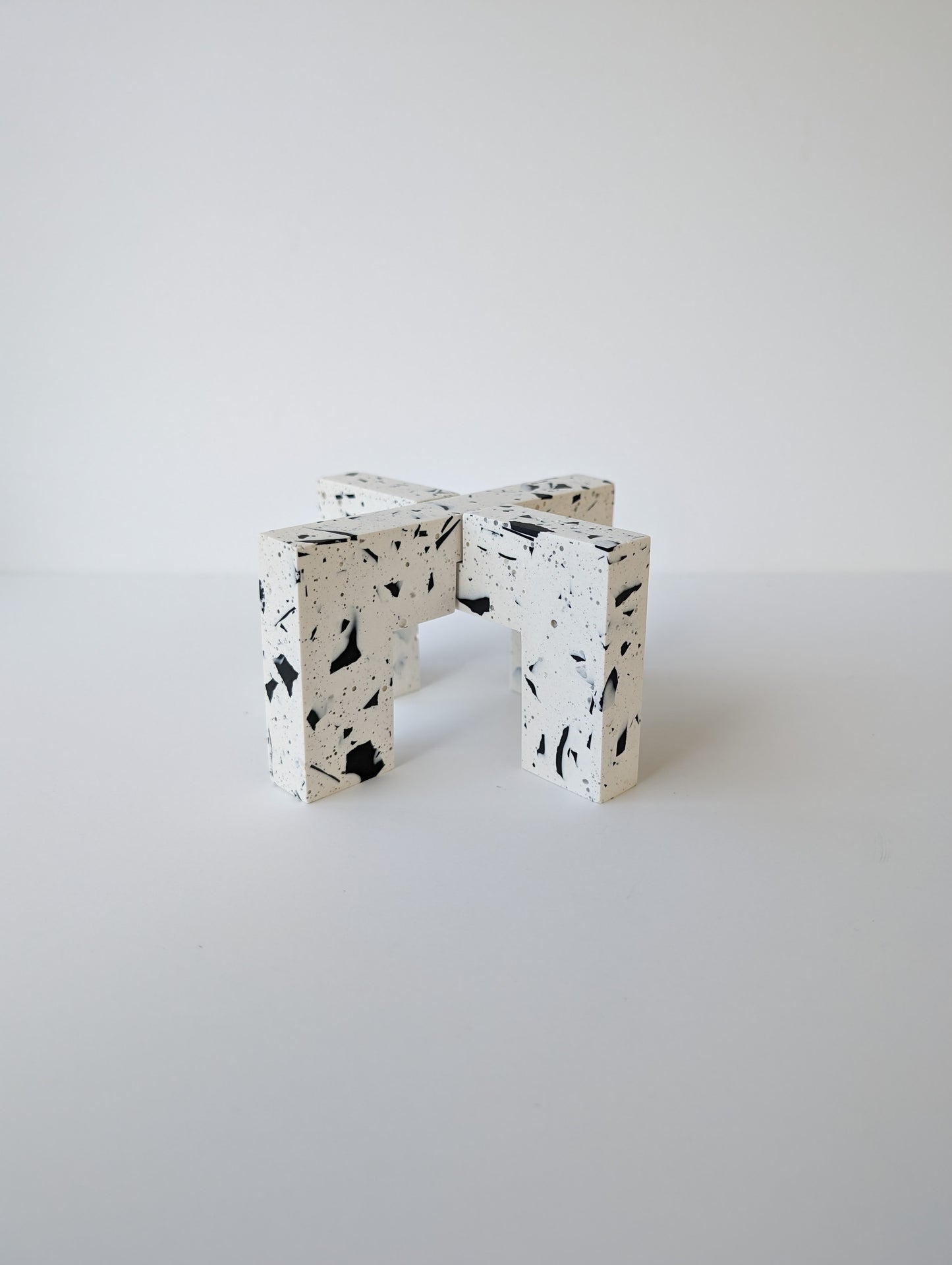 Black & White Terrazzo Interlocking Plant Pedestal