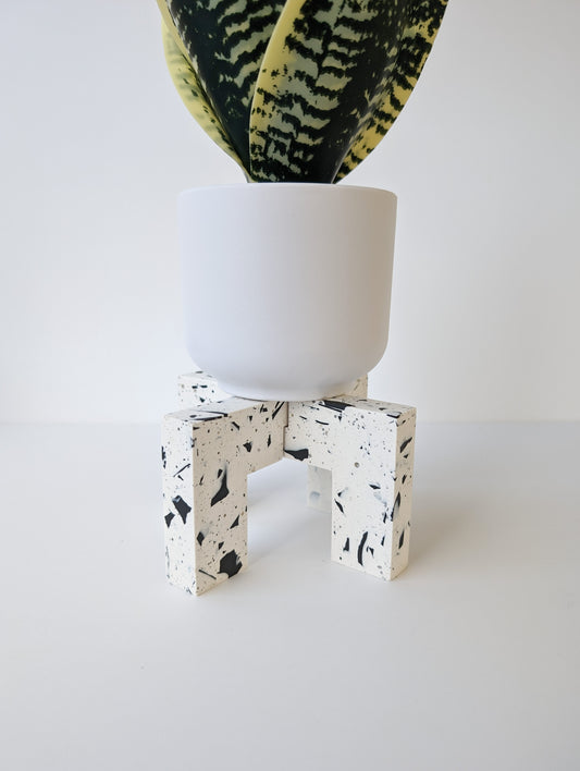 Black & White Terrazzo Interlocking Plant Pedestal