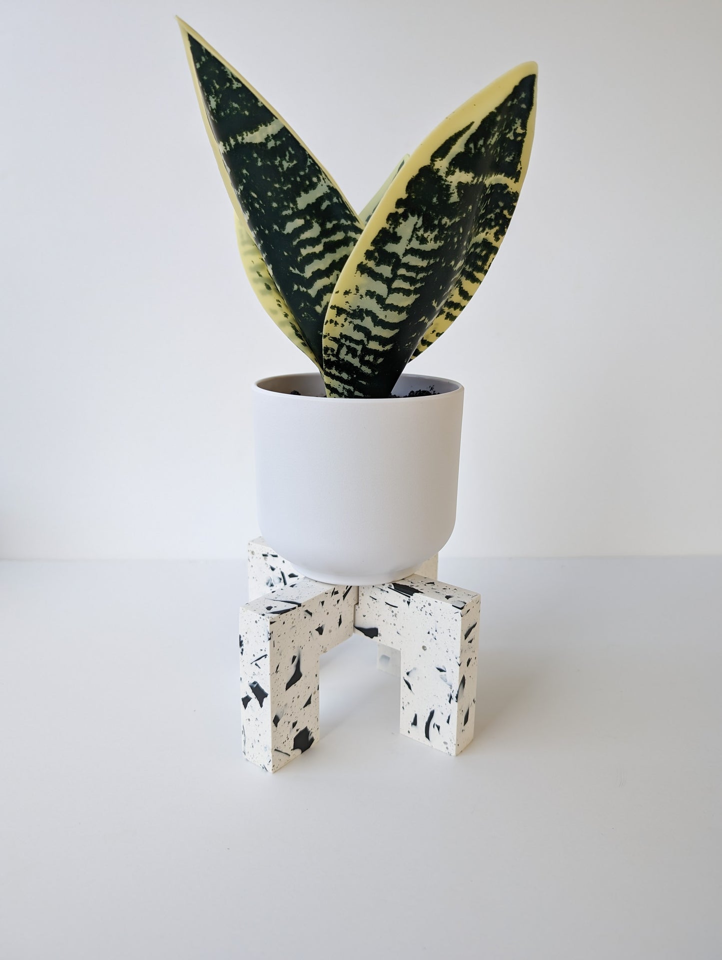 Black & White Terrazzo Interlocking Plant Pedestal
