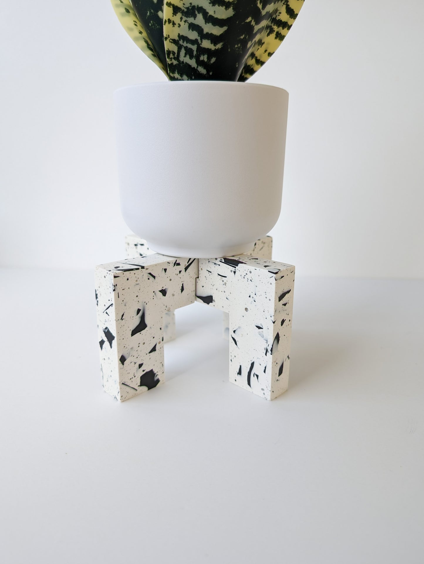 Black & White Terrazzo Interlocking Plant Pedestal