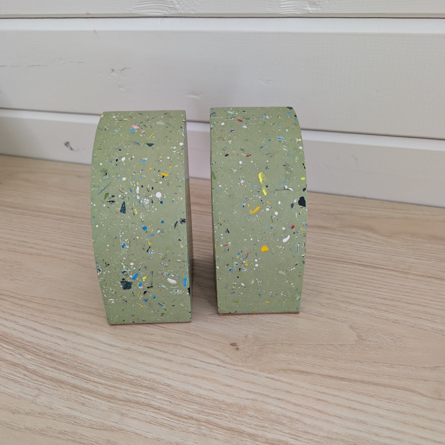 Green Terrazzo Curve Bookends