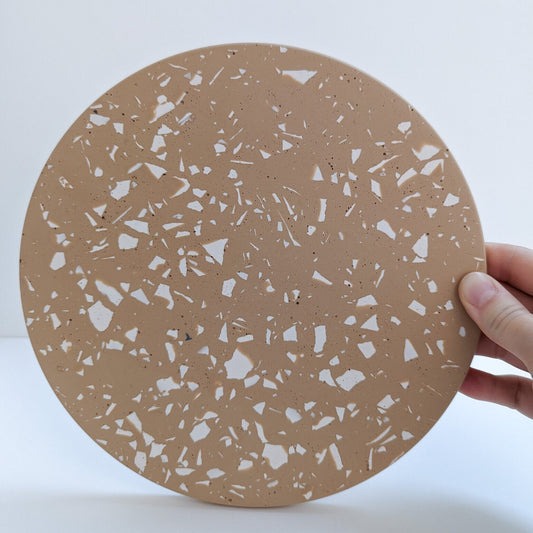 Tan Terrazzo Round Catchall Tray