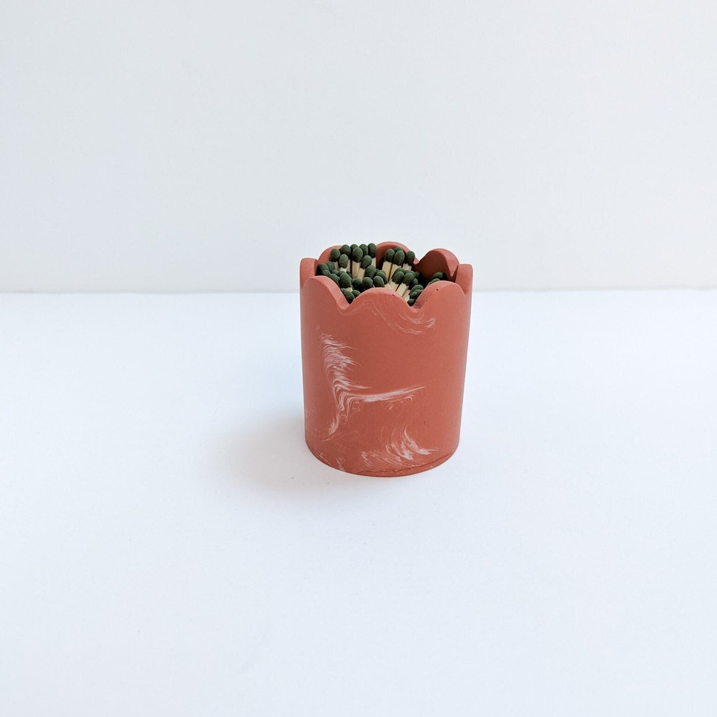 Scalloped Match Holder & Striker, Eco-Friendly Home Decor, Wave Dish Match Container and Strike