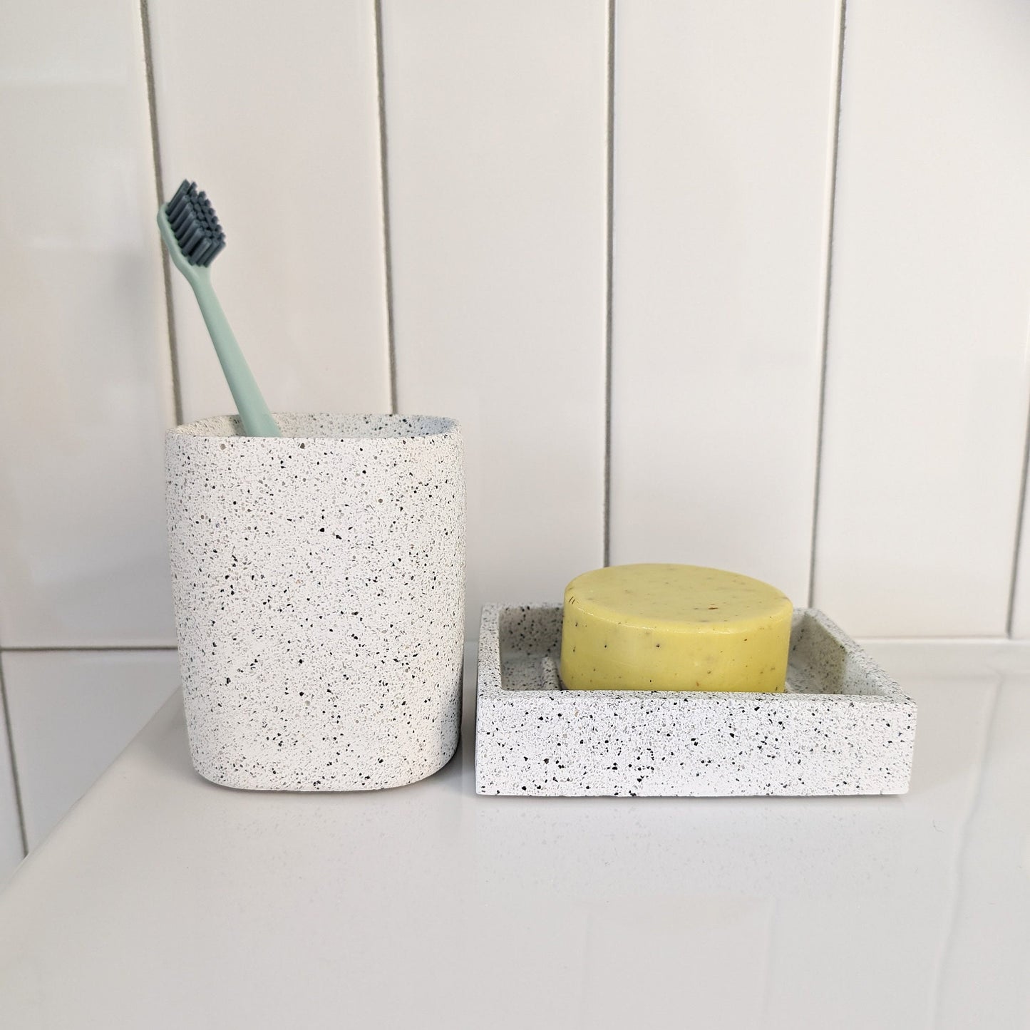 Black Concrete Toothbrush Holder