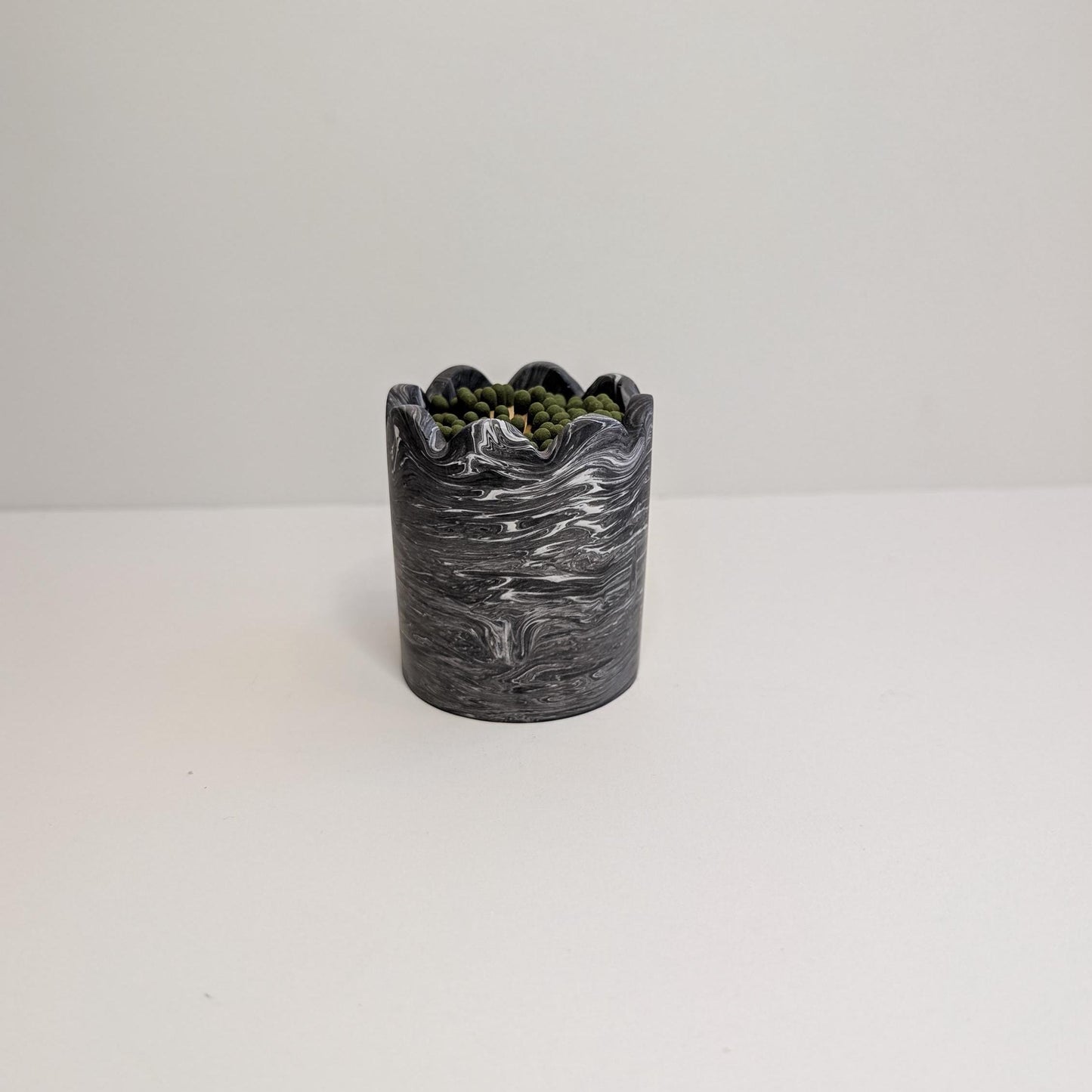 Scalloped Match Holder & Striker, Eco-Friendly Home Decor, Wave Dish Match Container and Strike