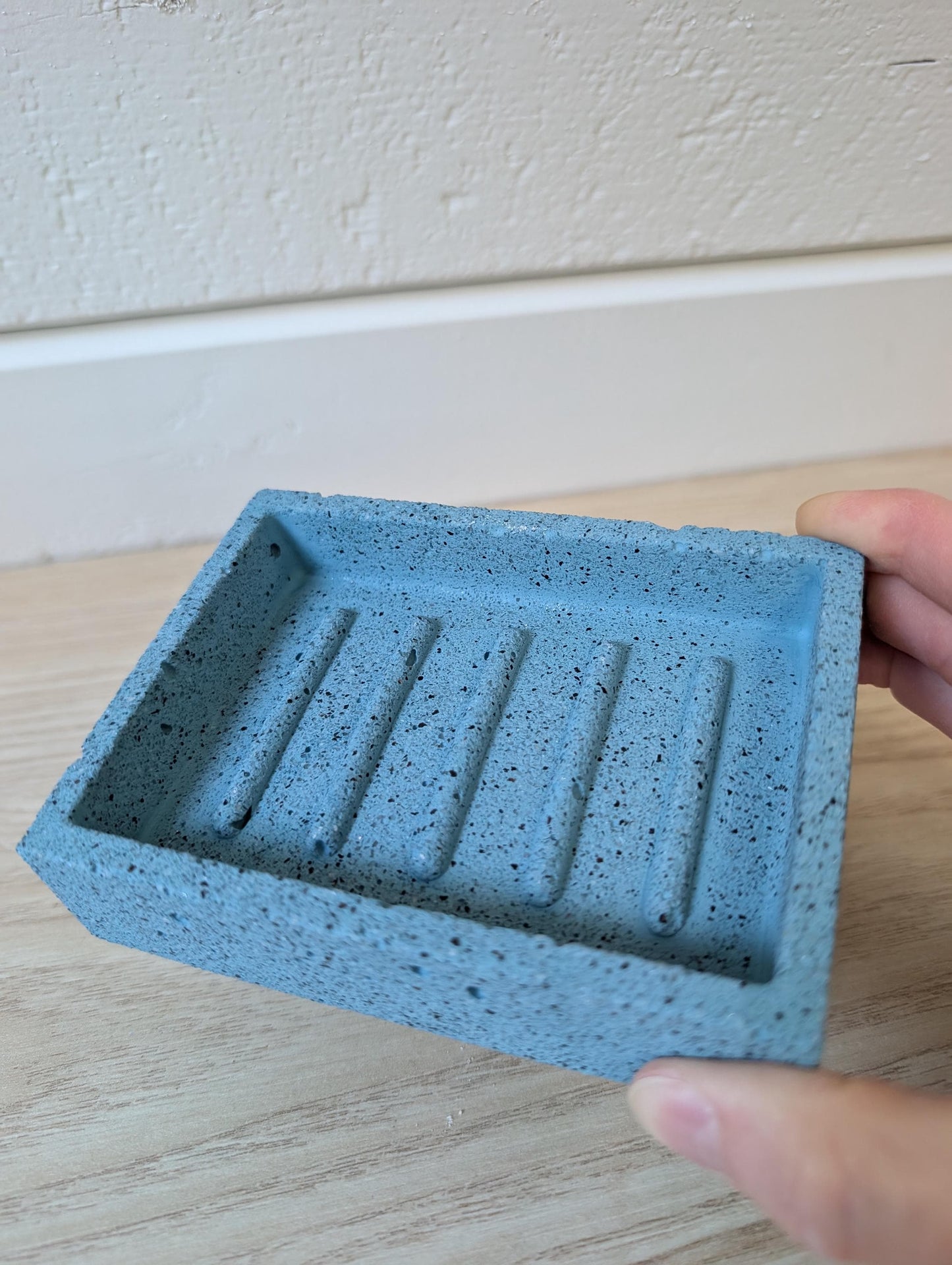 Blue Gray Stone Concrete Soap Dish