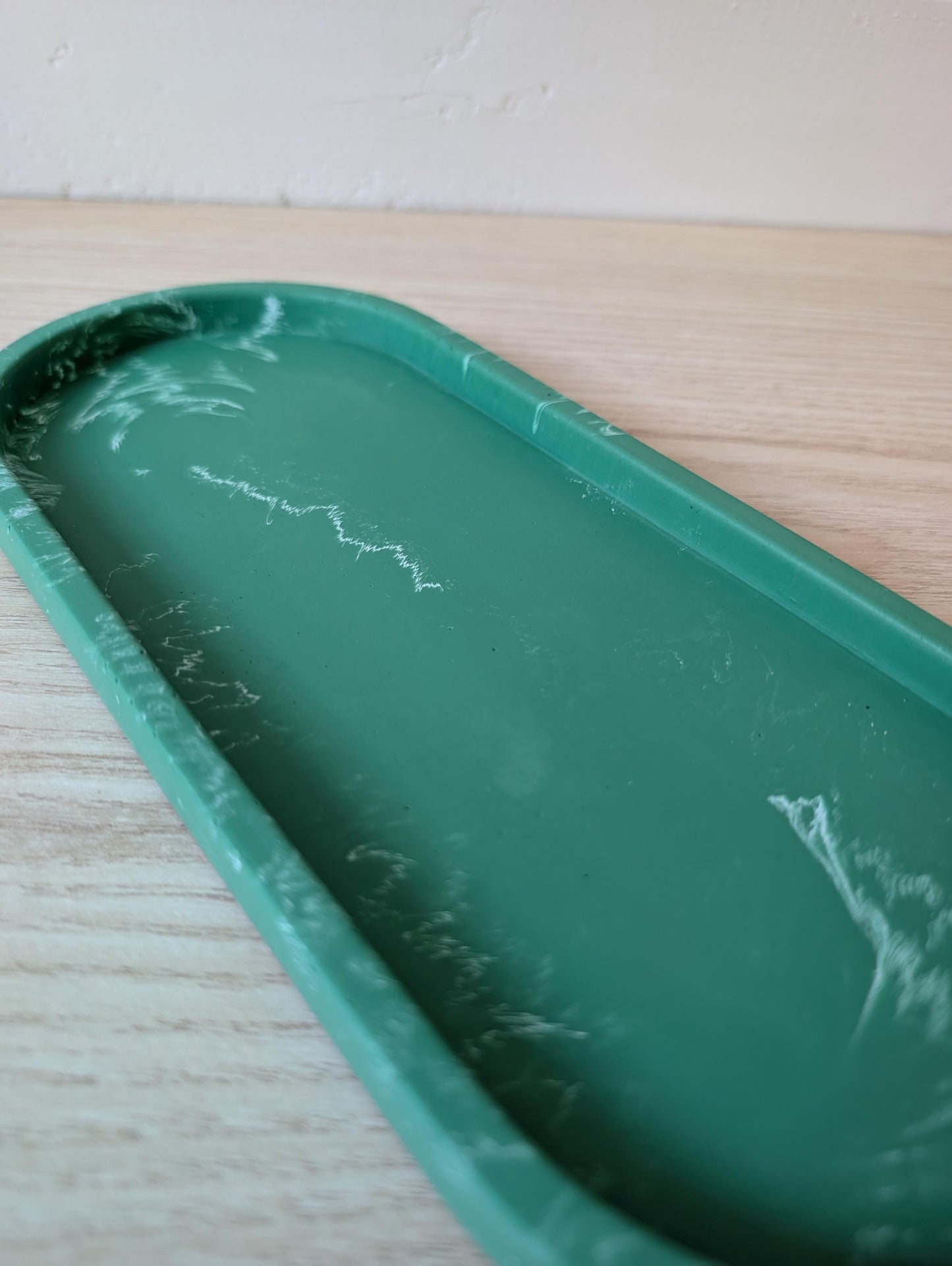 Green Marbled Oval Decorative Tray