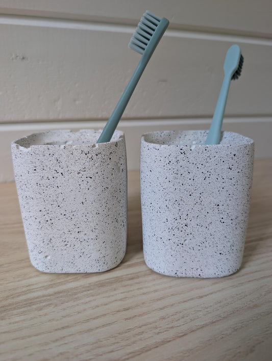 White Stone Concrete Toothbrush Holder - Discounted