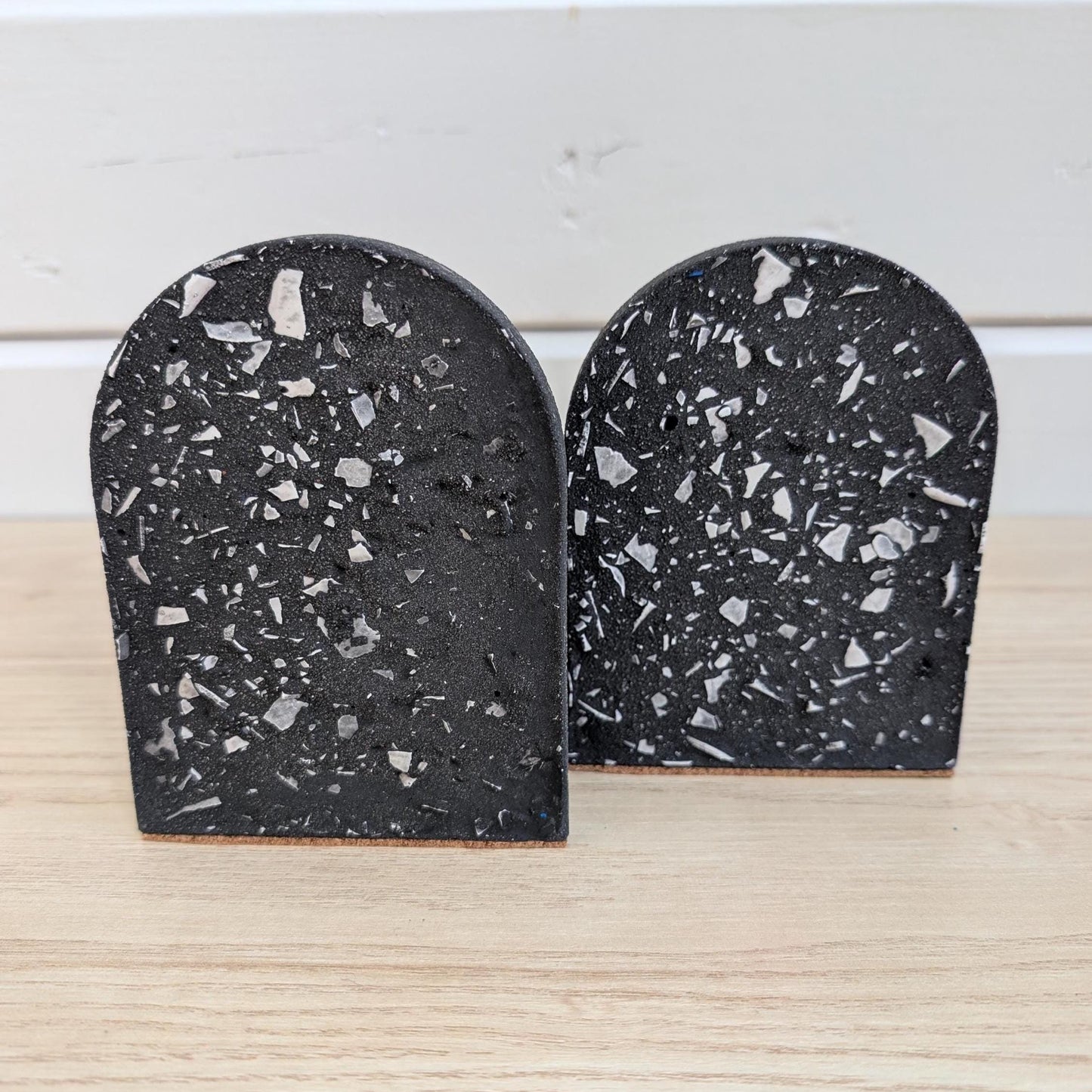 Black Concrete Terrazzo Arched Bookends