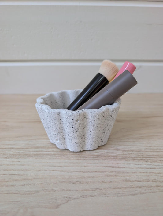 White Concrete Scalloped Catchall Dish