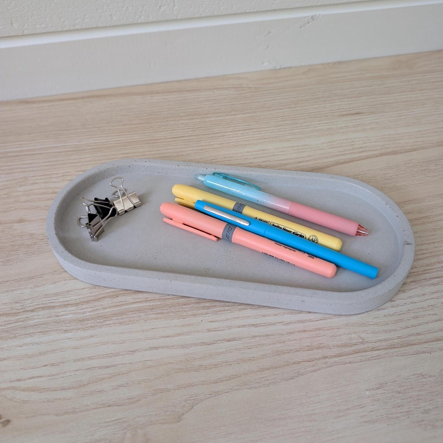 Concrete Large Oval Tray, Neutral Home Decor, Minimalist Trinket Tray