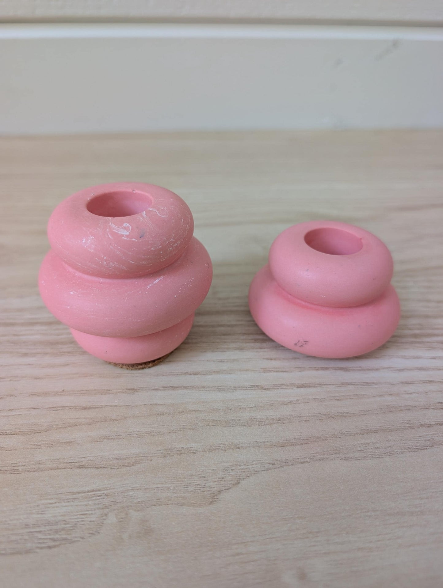Pink Marbled Candlestick Holder Set