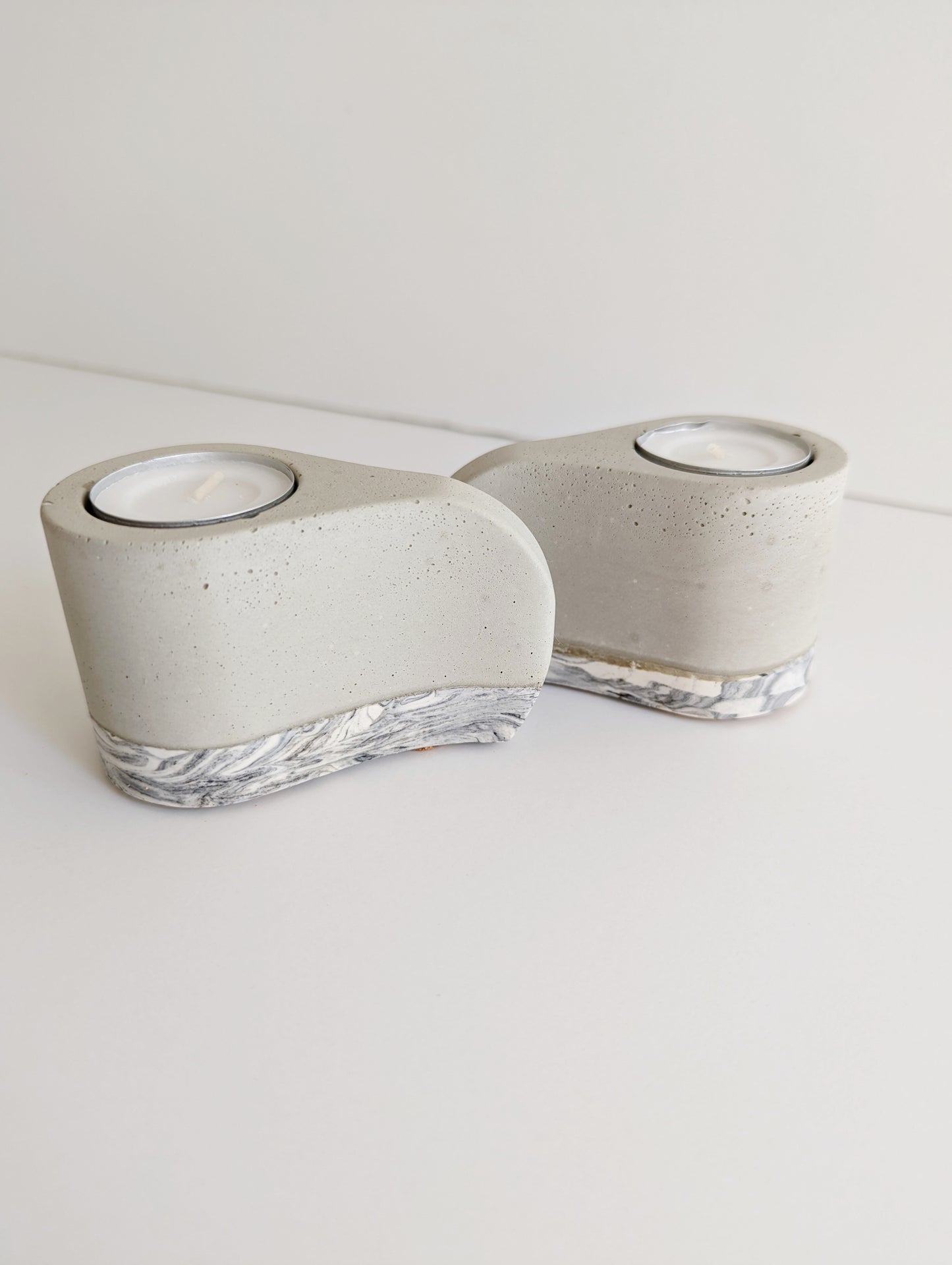 Marbled Handled Tealight Holder, Set of 2