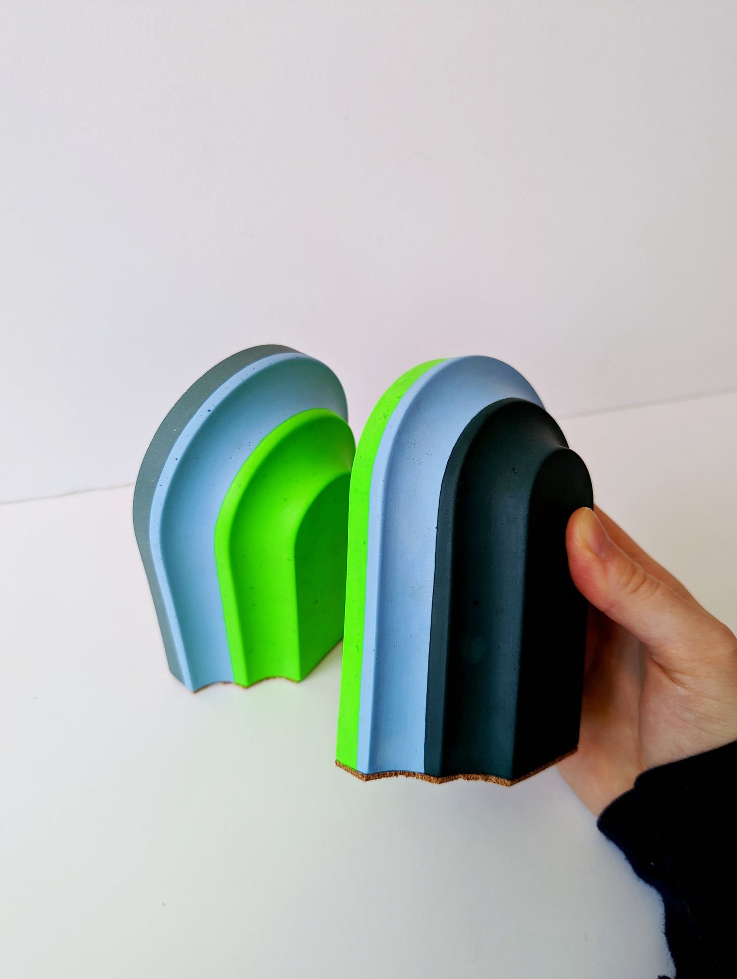 Neon Green Layered Arch Bookends (Set of 2)