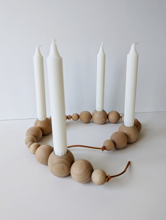 Wooden Beaded Candle Holder