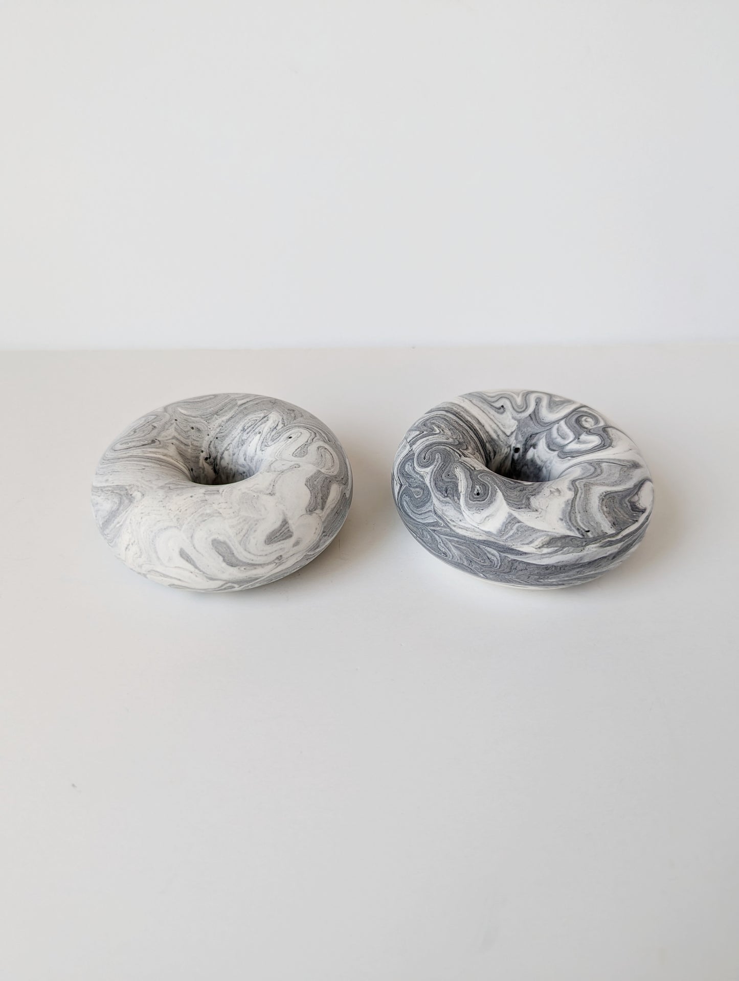 Black & White Marbled Donut Taper Holder
