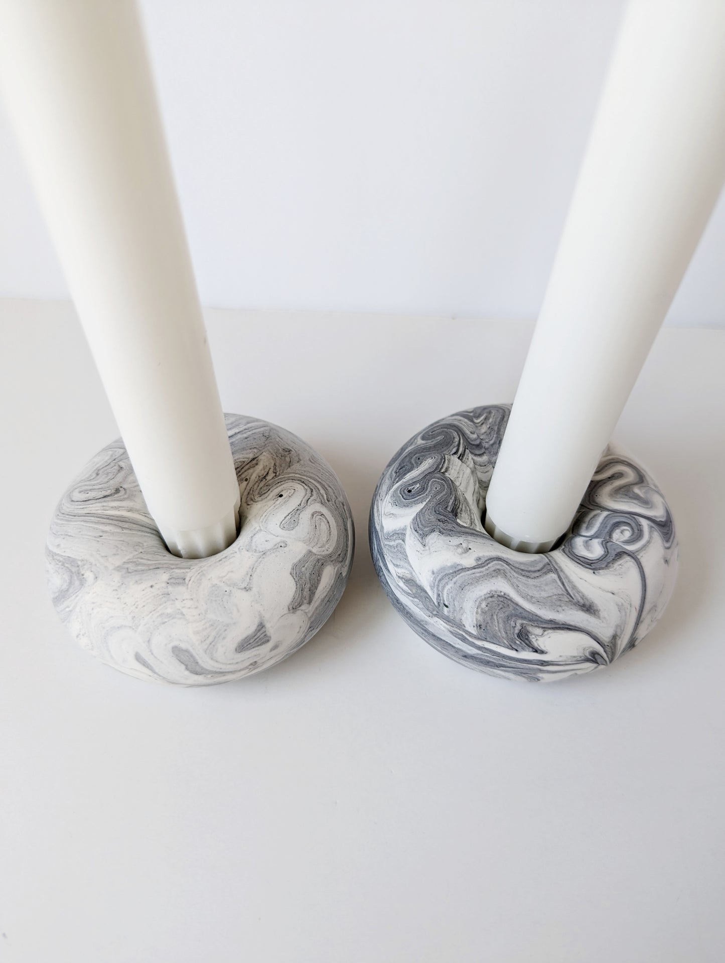 Black & White Marbled Donut Taper Holder
